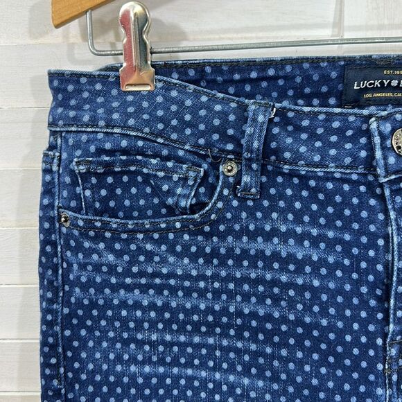 Lucky Brand Jeans Size 10 Lolita Mid Rise Blue Polka Dot Slim Leg - Picture 5 of 15